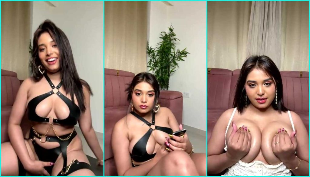 Currly Quinn Rubbing Boobs and Showing Big Ass With Slight Pussy Show and Brief Nips
