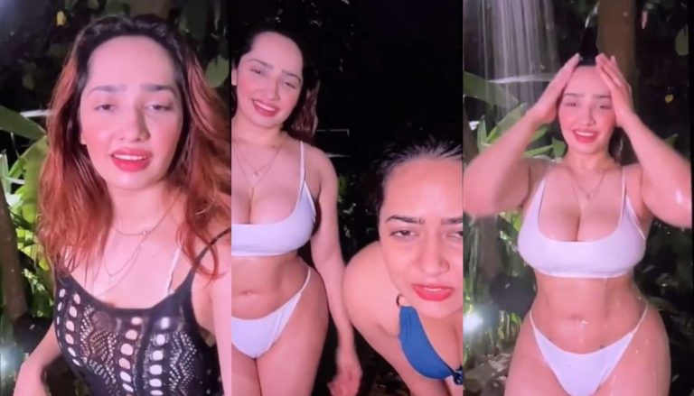 Aditi Mistry nude live With sister outdoor Showers