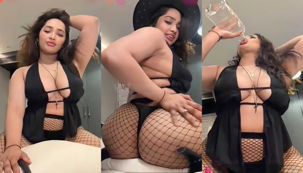Aditi Mistry Nude Live latest Screen Recorded In Black Dress Part 2